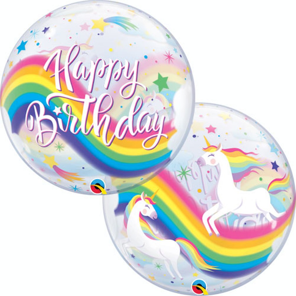 Unicorn Birthday Bubble Balloon - Party Store 4 U