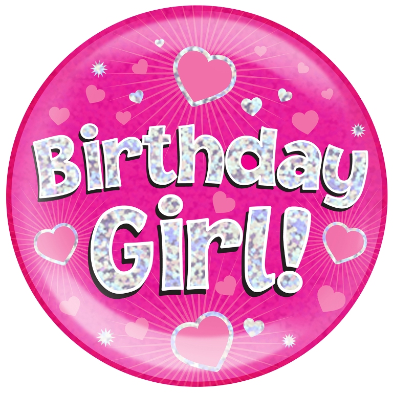 Jumbo Badge Birthday Girl Pink - Party Store 4 U